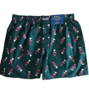 Polo Ralph Lauren Bear Print Boxers Color: Dark Green Size: L NWT